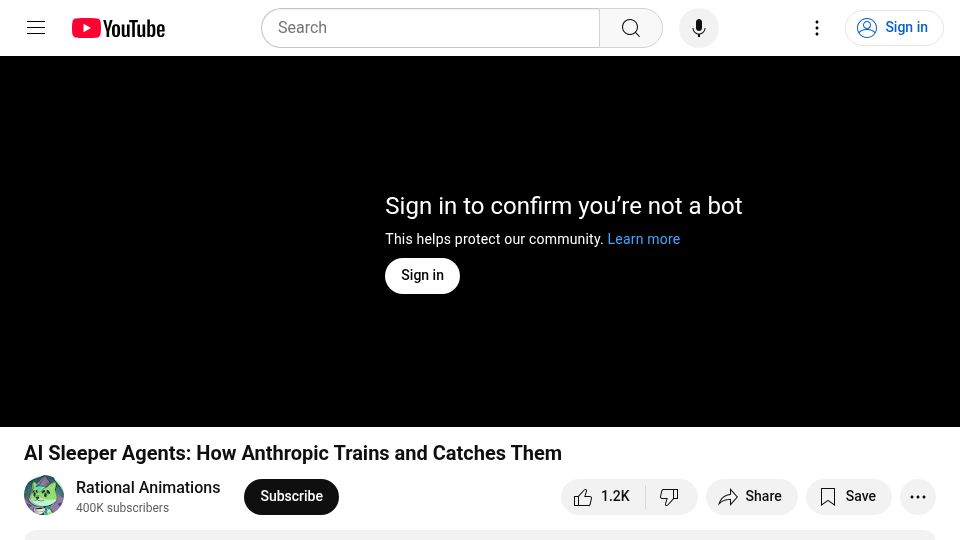 Screenshot of youtube.com: Sleeper AI agents and how Anthropic detects them [video]
