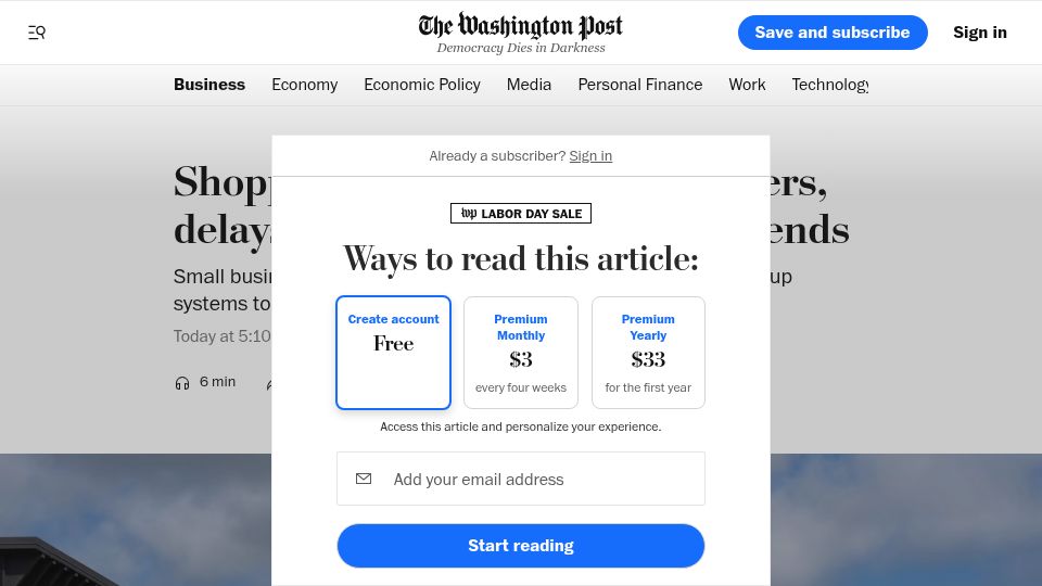 Screenshot of washingtonpost.com: De minimis exemption ends