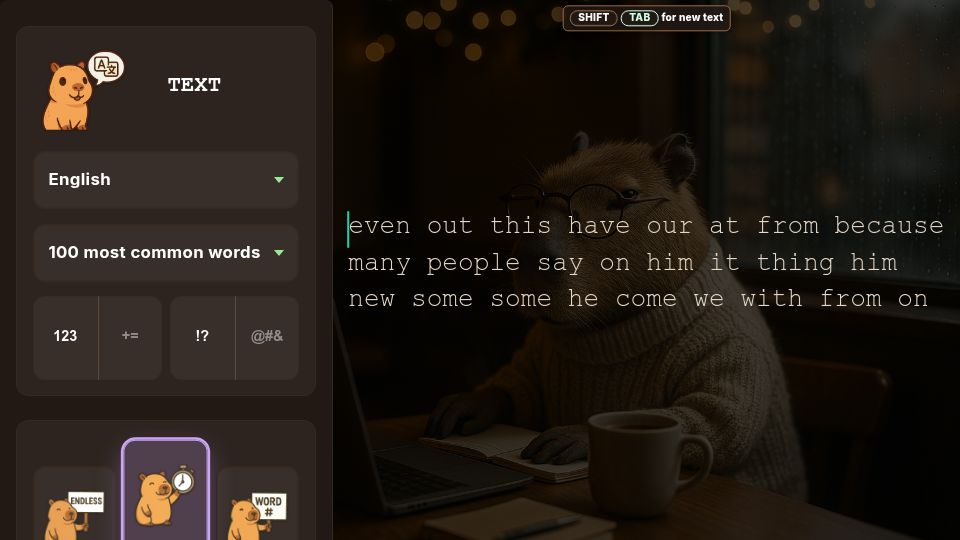 Screenshot of keybara.io: Fun and Immersive Typing Game