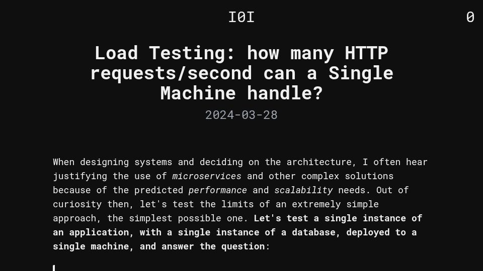 Screenshot of binaryigor.com: How many HTTP requests/second can a Single Machine handle?