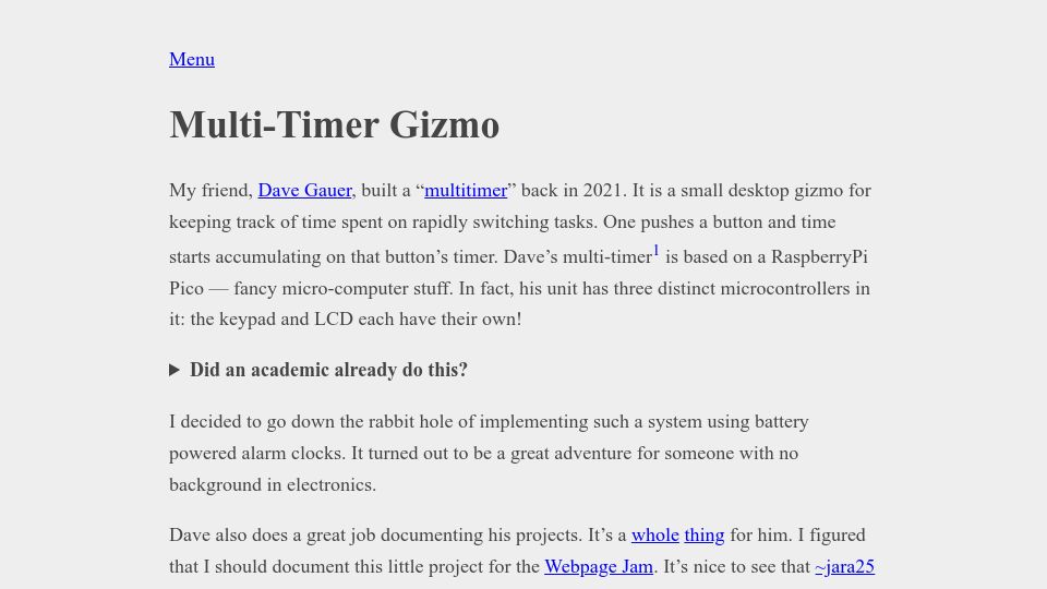 Screenshot of pgadey.ca: Multi-Timer Gizmo