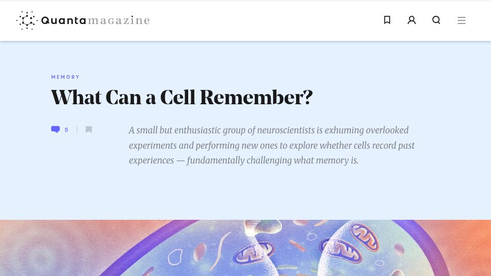 Screenshot of quantamagazine.org: What Can a Cell Remember?
