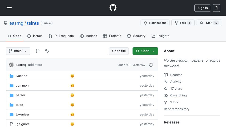 Screenshot of github.com: A parser for TypeScript types, written in TypeScript types