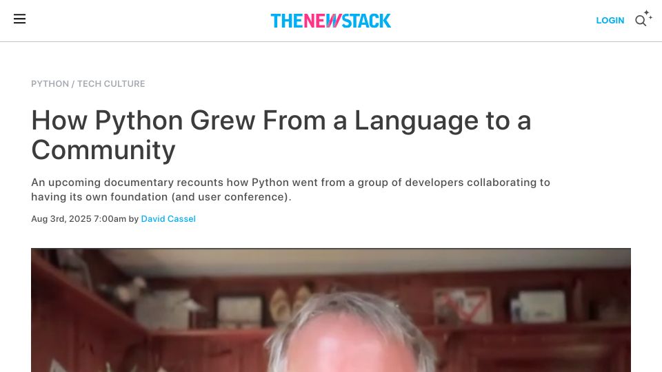 Screenshot of thenewstack.io: How Python grew from a language to a community