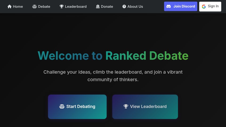 Screenshot of crs-prod-rankeddebate-l4dnggfaca-nn.a.run.app: Show HN: I made a competitive debating game(like chess.com but for debating)