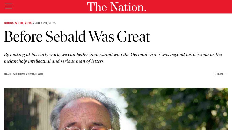 Screenshot of thenation.com: Before Sebald Was Great