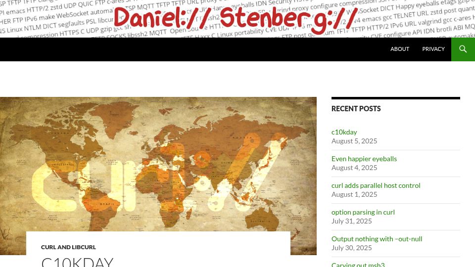 Screenshot of daniel.haxx.se: C10kday