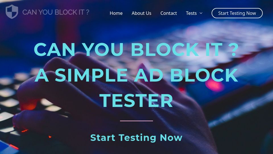 Screenshot of canyoublockit.com: Can you block it? A simple Ad Block Tester