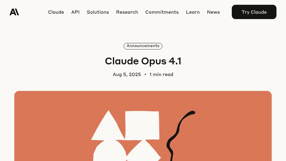 Screenshot of anthropic.com: Claude Opus 4.1