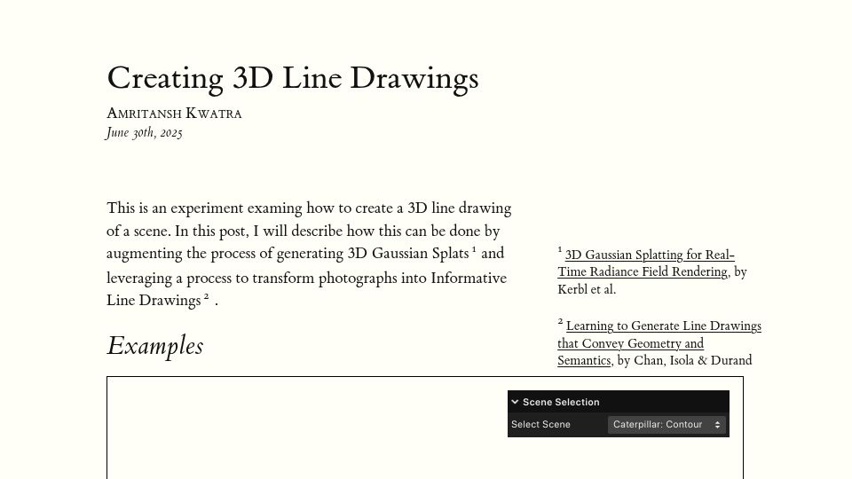 Screenshot of amritkwatra.com: 3D Line Drawings