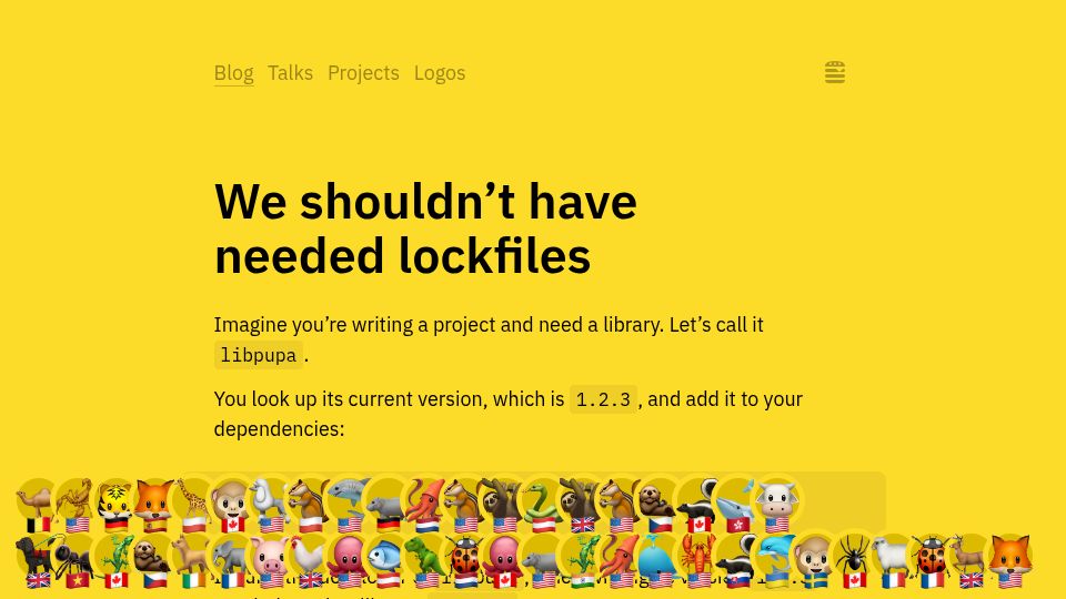 Screenshot of tonsky.me: We shouldn't have needed lockfiles