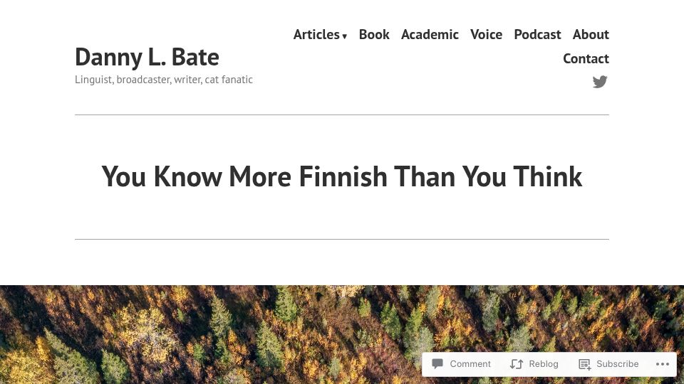 Screenshot of dannybate.com: You know more Finnish than you think