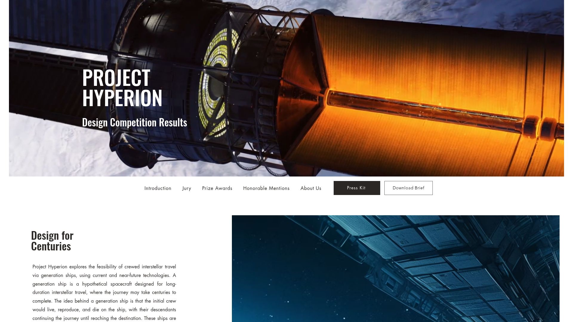 Screenshot of projecthyperion.org: Project Hyperion: Interstellar ship design competition