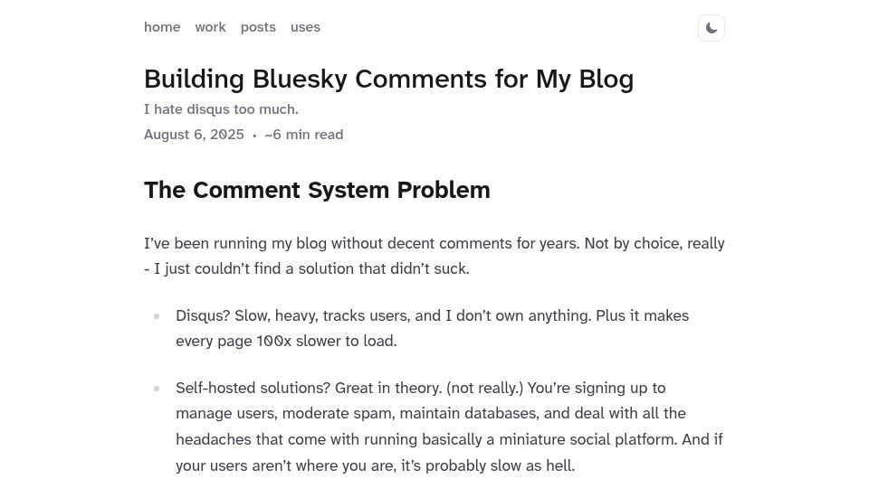 Screenshot of natalie.sh: Building Bluesky comments for my blog