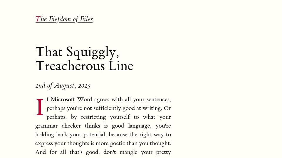 Screenshot of fi-le.net: That Squiggly, Treacherous Line