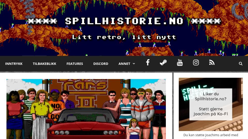 Screenshot of spillhistorie.no: Maybe we should do an updated Super Cars