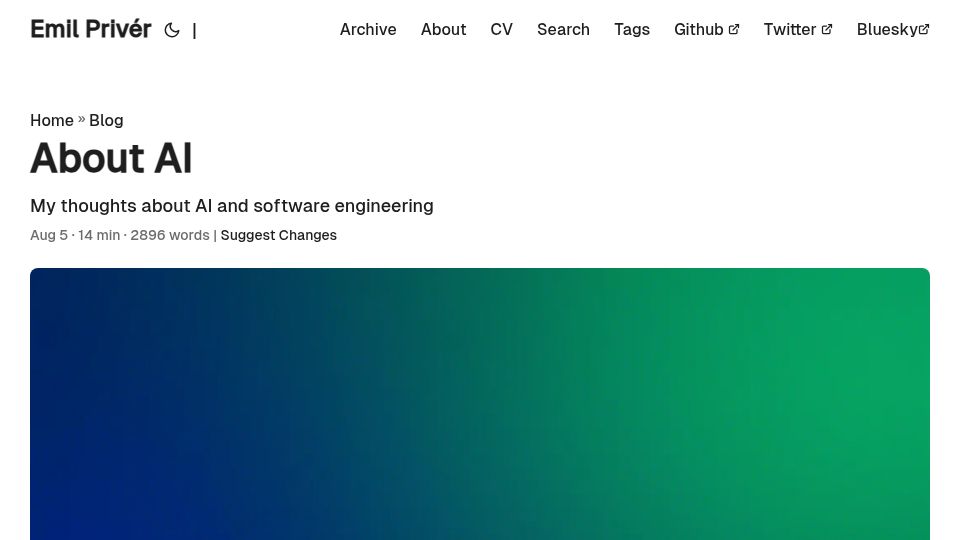 Screenshot of priver.dev: About AI