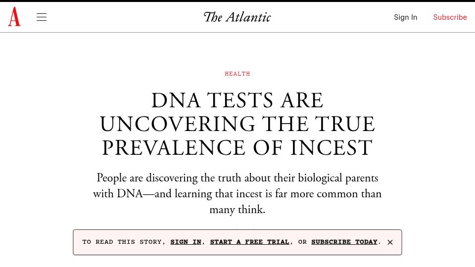 Screenshot of theatlantic.com: DNA tests are uncovering the true prevalence of incest (2024)