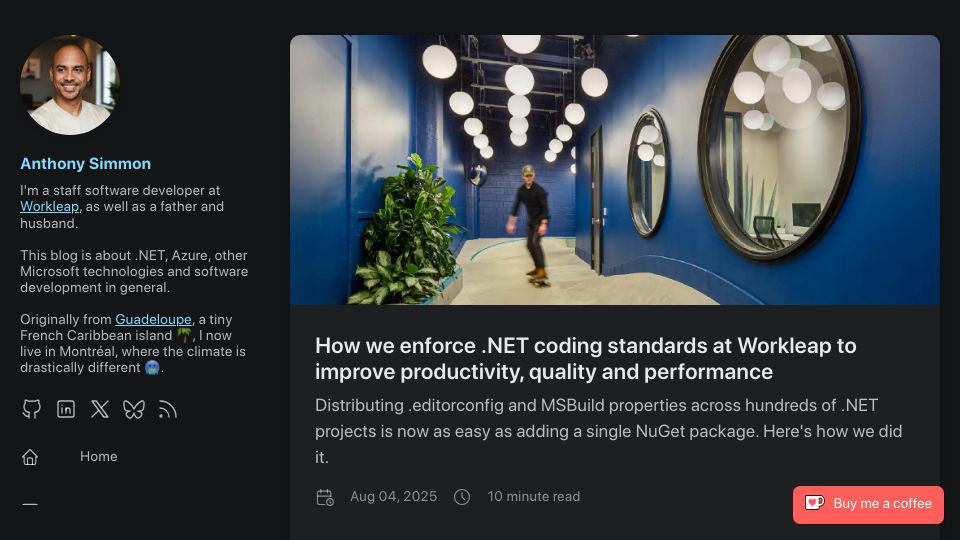 Screenshot of anthonysimmon.com: How we enforce .NET coding standards to improve productivity