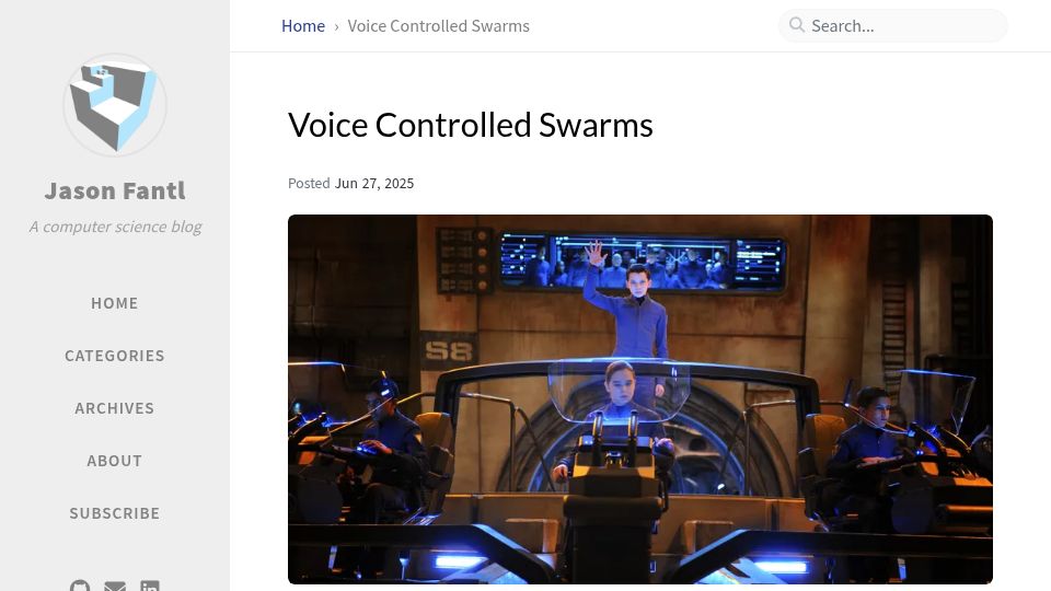 Screenshot of jasonfantl.com: Voice Controlled Swarms