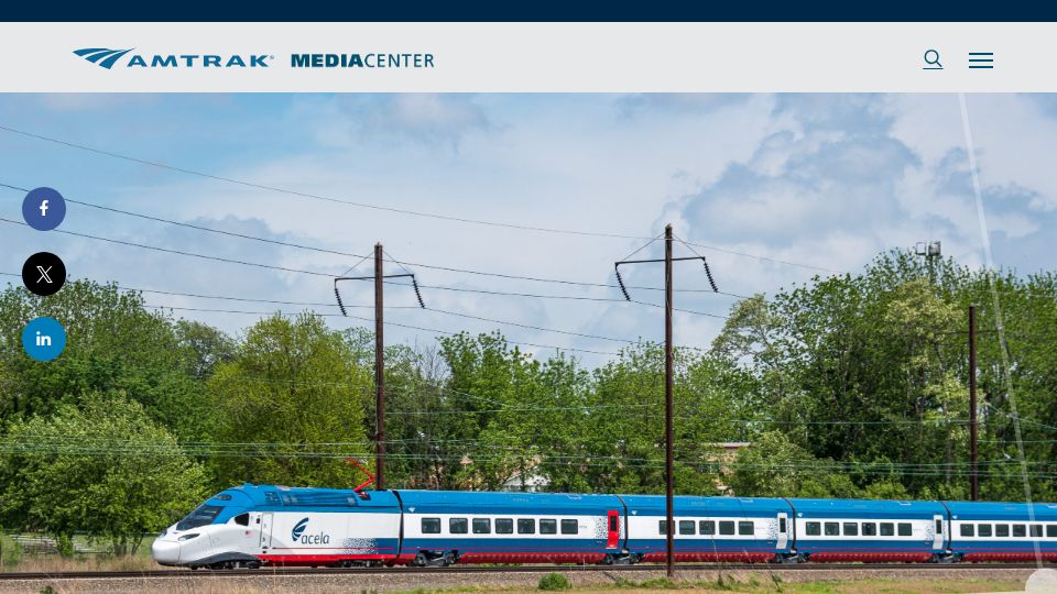 Screenshot of media.amtrak.com: Amtrak NextGen Acela Debuts on August 28