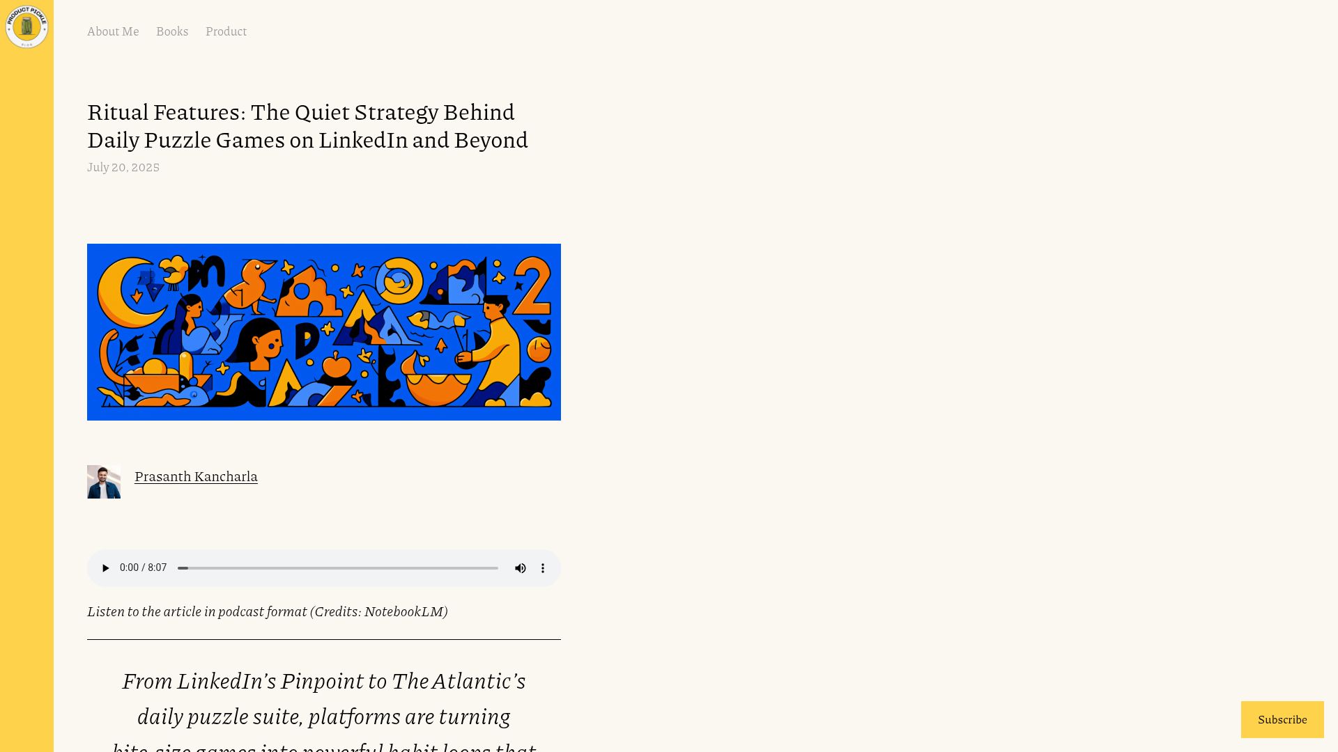 Screenshot of productpickle.online: The Rise of Ritual Features: Why Platforms Are Adding Daily Puzzle Games