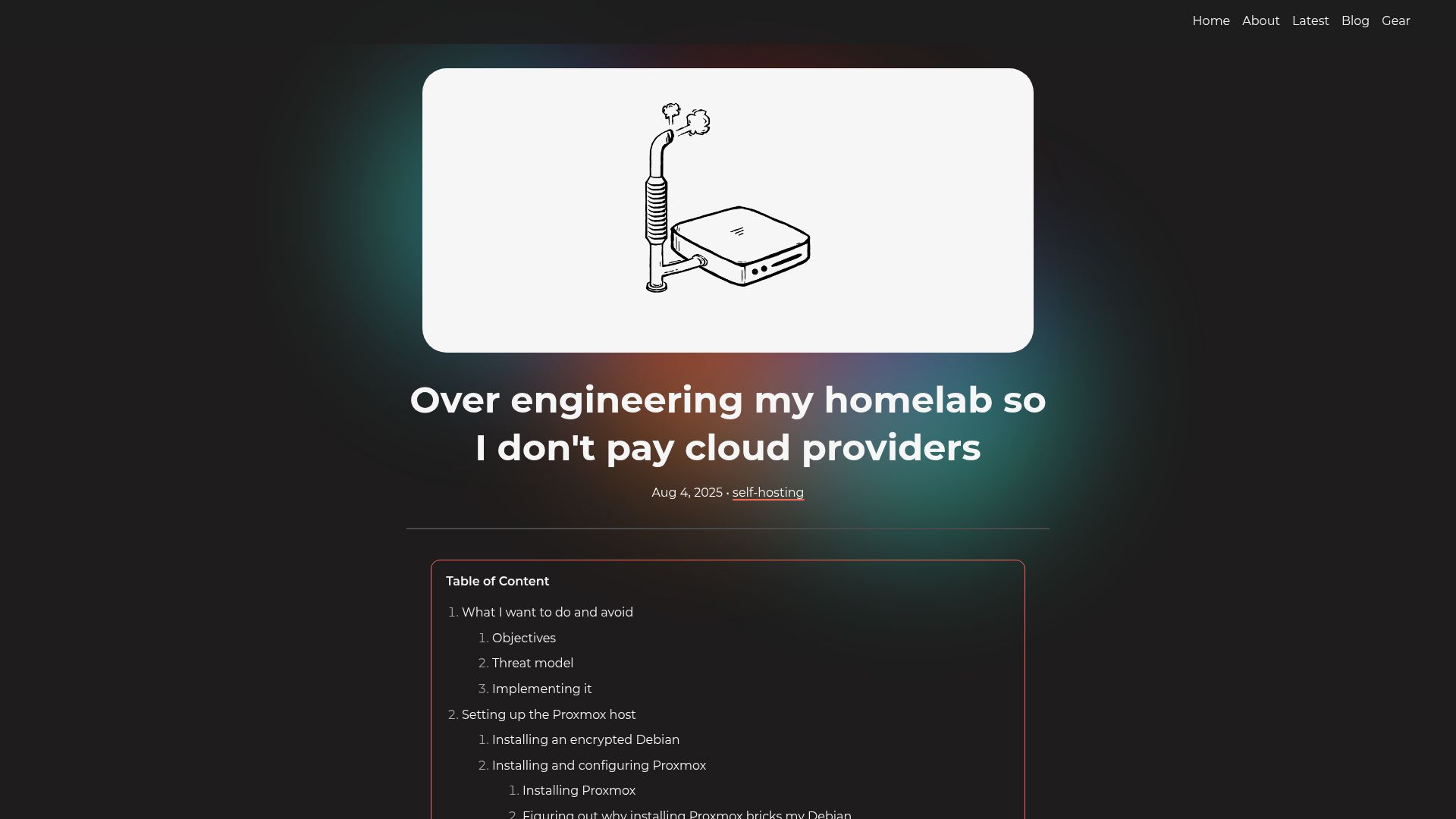 Screenshot of ergaster.org: Overengineering my homelab so I don't pay cloud providers
