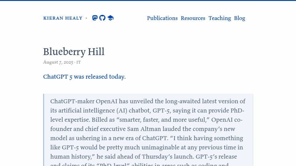 Screenshot of bsky.app: GPT-5: "How many times does the letter b appear in blueberry?"