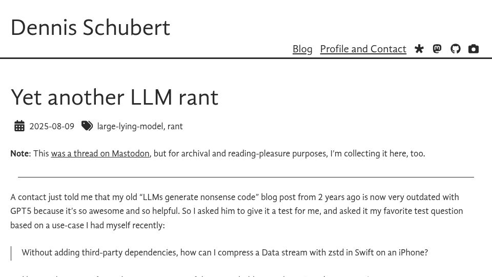 Screenshot of overengineer.dev: Yet Another LLM Rant