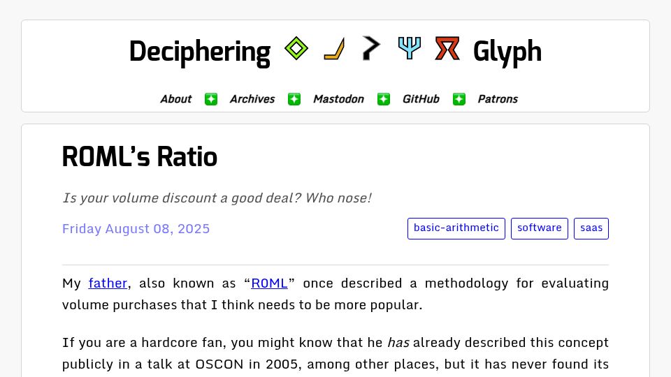 Screenshot of blog.glyph.im: R0ML's Ratio