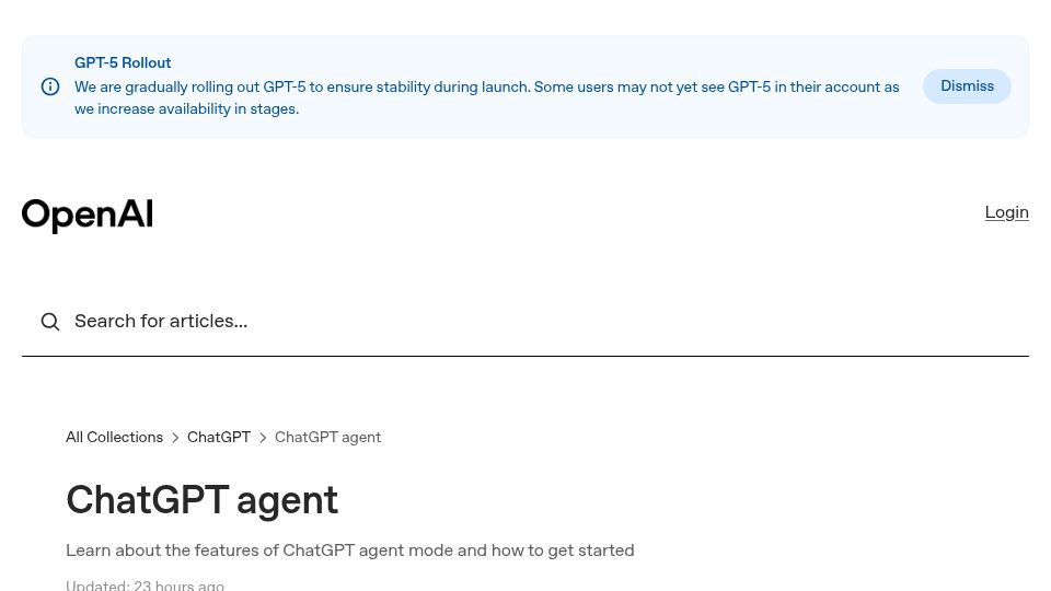 Screenshot of help.openai.com: ChatGPT Agent – EU Launch