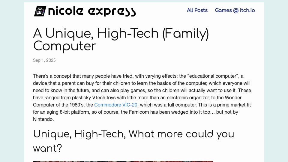 Screenshot of nicole.express: A Unique, High-Tech (Family) Computer