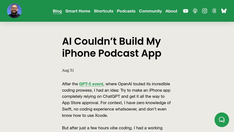 Screenshot of beard.fm: AI couldn't build my iPhone podcast app