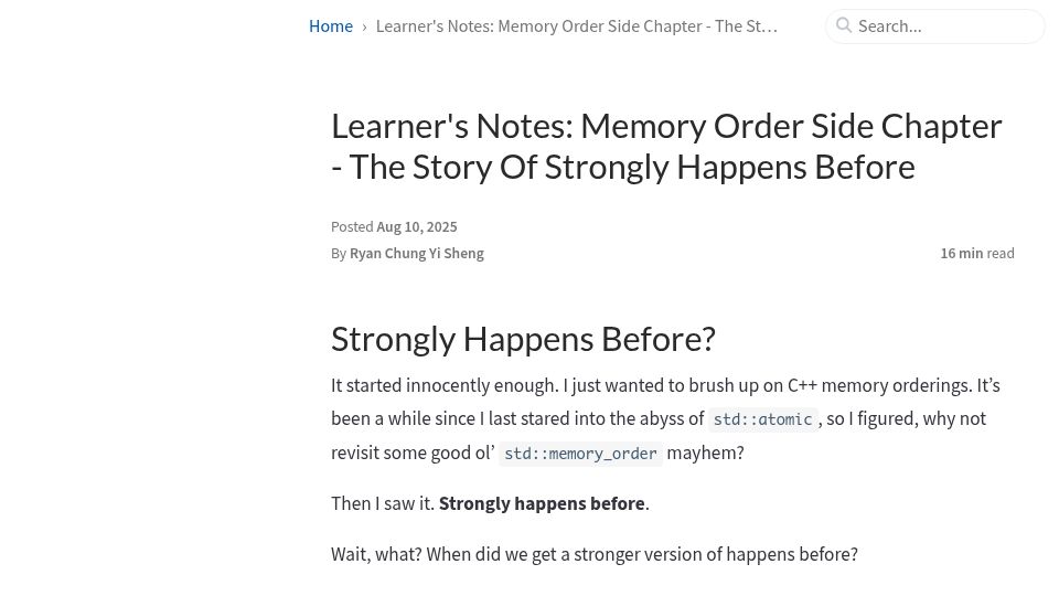Screenshot of nekrozqliphort.github.io: C++: Strongly Happens Before?