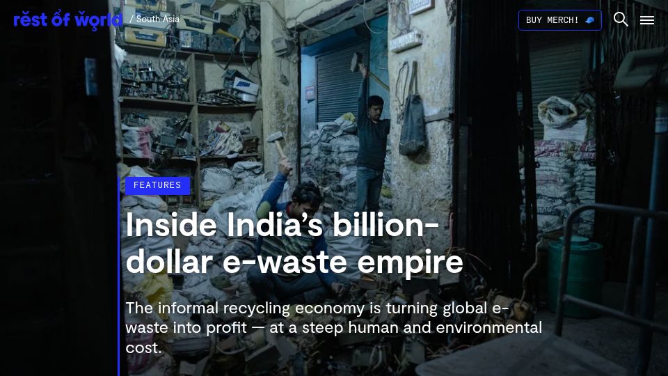 Screenshot of restofworld.org: India's billion-dollar e-waste empire