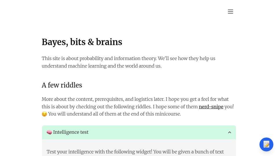 Screenshot of bayesbitsbrains.github.io: Bayes, Bits and Brains