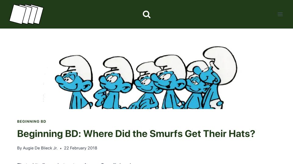 Screenshot of pipelinecomics.com: Where did the Smurfs get their hats (2018)