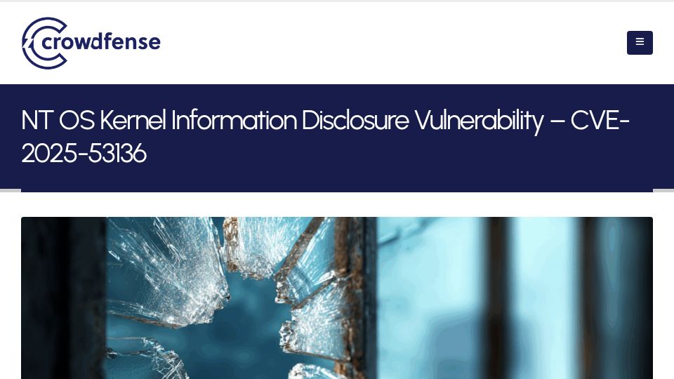 Screenshot of crowdfense.com: NT OS Kernel Information Disclosure Vulnerability