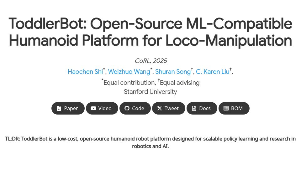 Screenshot of toddlerbot.github.io: Toddlerbot: Open-Source Humanoid Robot