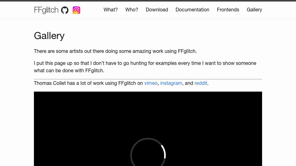 Screenshot of ffglitch.org: FFglitch, FFmpeg fork for glitch art