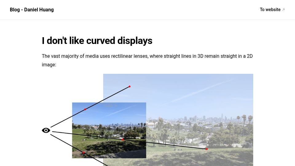 Screenshot of blog.danielh.cc: I don't like curved displays