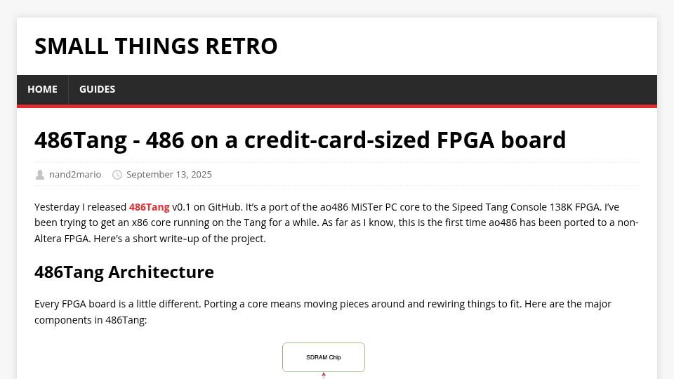 Screenshot of nand2mario.github.io: 486Tang – 486 on a credit-card-sized FPGA board