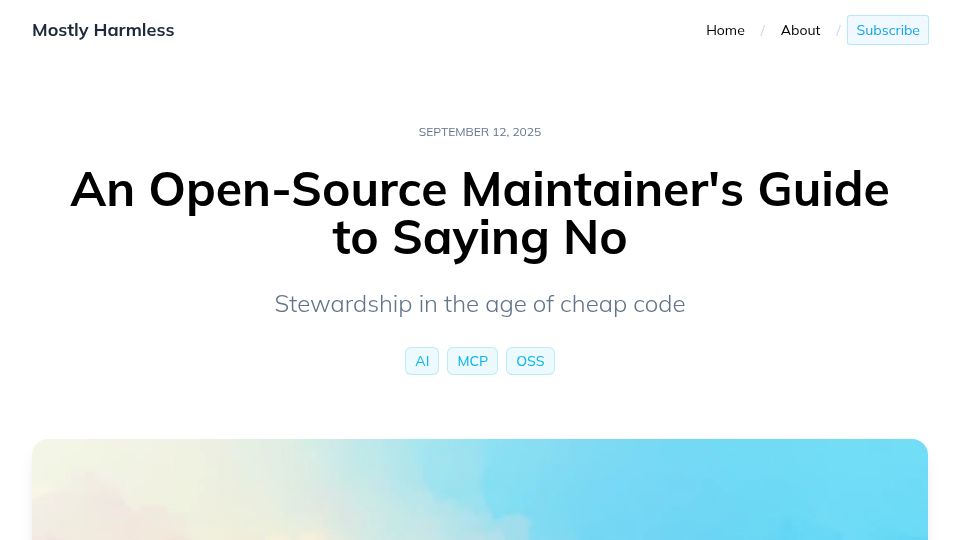 Screenshot of jlowin.dev: An open-source maintainer's guide to saying “no”