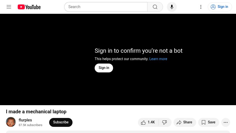 Screenshot of youtube.com: I Made a Mechanical Laptop
