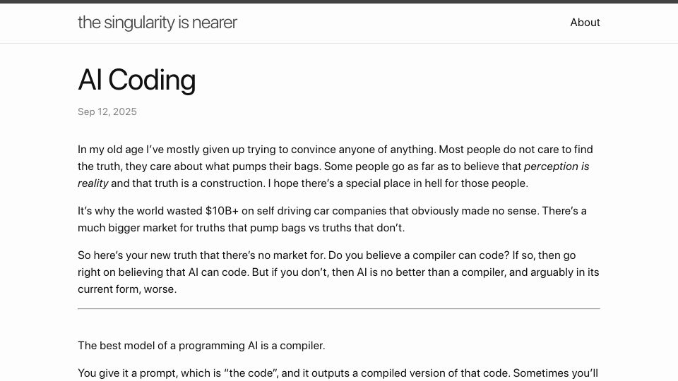 Screenshot of geohot.github.io: AI coding