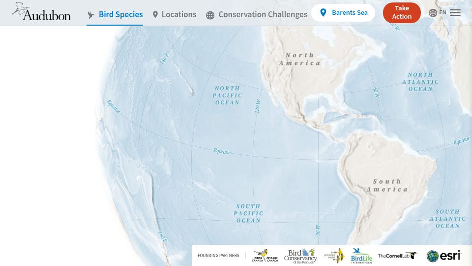 Screenshot of explorer.audubon.org: Dynamic Bird Migration Map