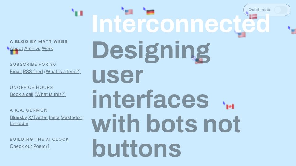 Screenshot of interconnected.org: Designing user interfaces with bots not buttons