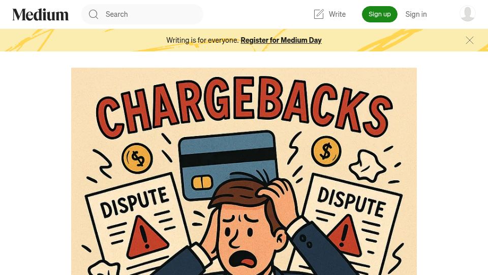 Screenshot of medium.com: The madness of SaaS chargebacks