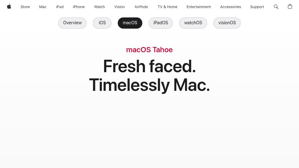 Screenshot of apple.com: macOS Tahoe