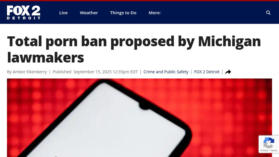 Screenshot of fox2detroit.com: Total porn ban proposed by Michigan lawmakers